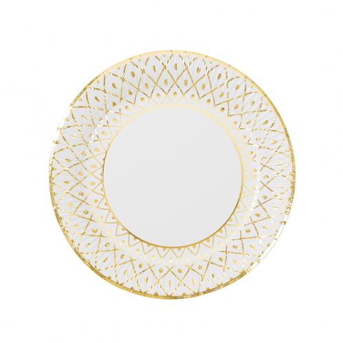 Papperstallrikar - Party Porcelain Gold Medium Paper Plates - 23 cm - www.frokenfraken.se