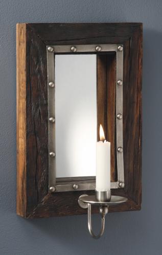 Ljuslykta spegel fr vgg - Rustikt Tr - Recycled - 21 x 16 x 35 cm - www.frokenfraken.se