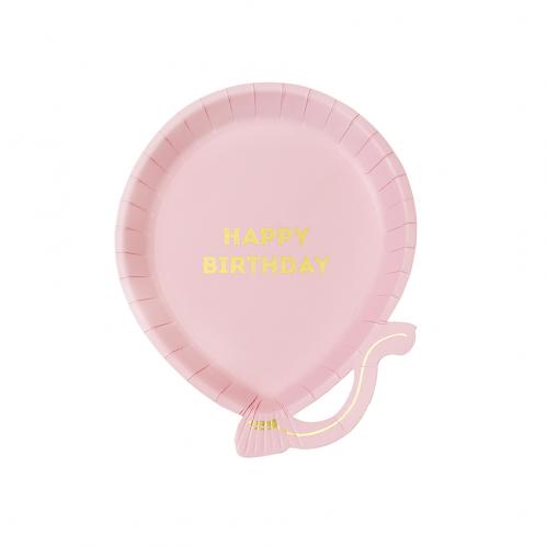Papperstallrikar - We Heart Birthdays Pink Balloon Plates - 18 x 22,8 cm - www.frokenfraken.se