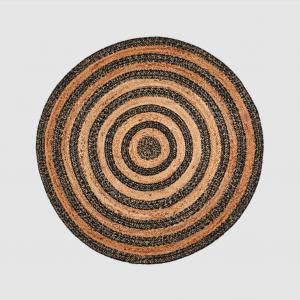 Matta - Boho - Rund - Jute/Svart - Randig - Ø120 cm - www.frokenfraken.se