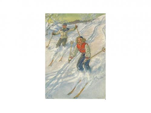 Vykort - skidor - www.frokenfraken.se