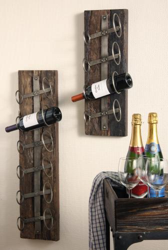 Vinställ för vägg - Rustikt Trä - Recycled - 4 flaskor - www.frokenfraken.se