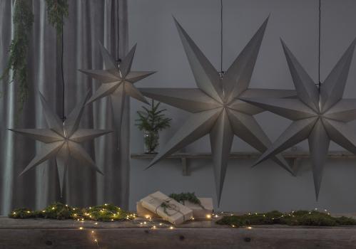 Julstjärna - Grå - inkl svart textilsladd - 100 cm - www.frokenfraken.se