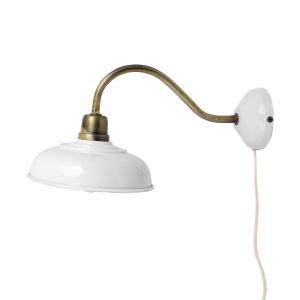 Vägglampa - Vit/Mässing - 39 x Ø20 cm - www.frokenfraken.se