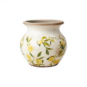 Urna S - Citroner - Vit/grön/gul - Ø17 x 16 cm - www.frokenfraken.se
