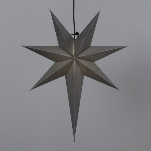 Julstjärna - Grå - inkl svart textilsladd - 100 cm - www.frokenfraken.se