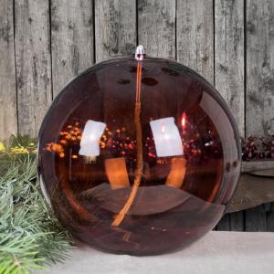 Oljelampa 3XL - Glas - Rund Boll - Mörk Bärnsten - Ø20 cm - www.frokenfraken.se