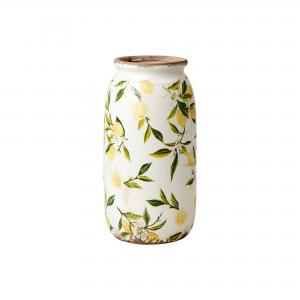 Urna S - Citroner - Vit/grön/gul - Ø13 x 25 cm - www.frokenfraken.se