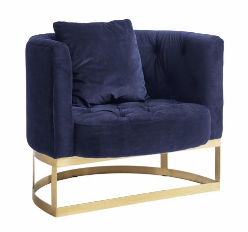 Lounge Chair Ftlj - Dark Blue Velvet & Gold - www.frokenfraken.se