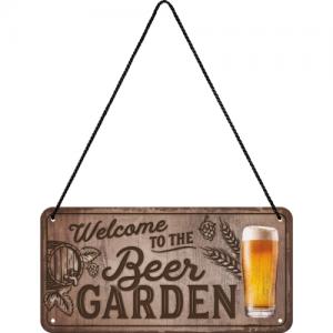 Plåtskylt - Welcome to the beer garden - 10 x 20 cm - www.frokenfraken.se