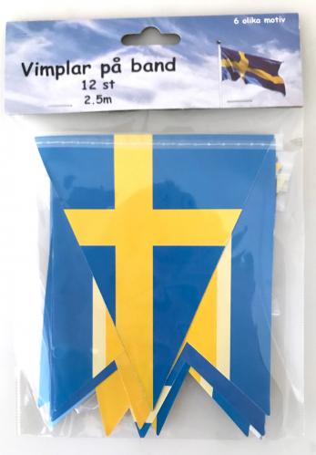 Girlang - Vimplar - Svenska Flaggan - 12 st - 2,5 m - www.frokenfraken.se