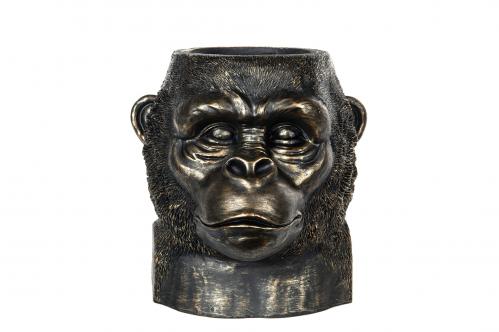 Kruka - Apa Gorilla - En riktigt stor kruka i form av ett aphuvud i guld/svart/brunt. S cool!