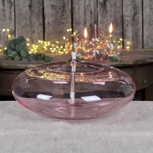 Oljelampa XL - Glas - Rund Platt Ellips - Rosa - Ø18 cm - www.frokenfraken.se