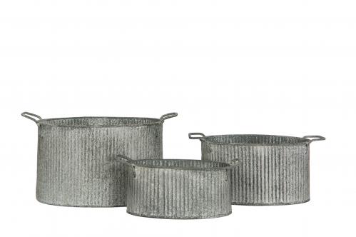 SLUT_UTGÅTT_Kruka - Randig - Zink - 27 x 14 cm - www.frokenfraken.se