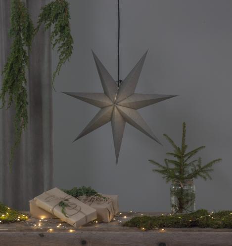 Julstjrna - Gr - inkl svart textilsladd - 70 cm - www.frokenfraken.se