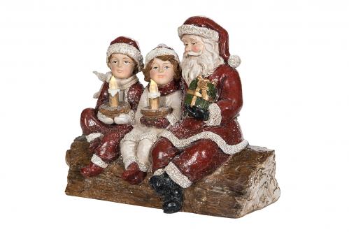 Juldekoration - Tomte & barn - Belysning - 26 x 21 cm - www.frokenfraken.se