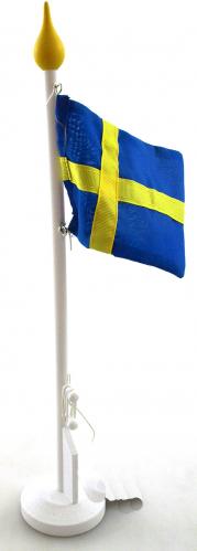 Flagga - Svensk bordsflagga i tr och tyg - 37cm - www.frokenfraken.se