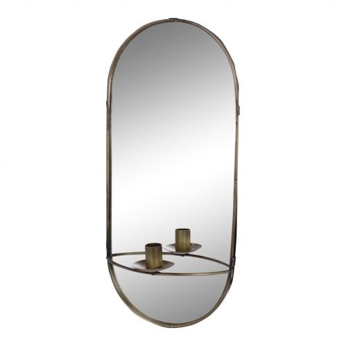Spegel med Ljushållare Mässing - 20,5 x 46 - www.frokenfraken.se