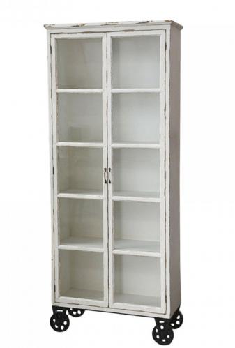 Vitrinskåp - Antik créme - H200 x L83 x B36 cm - www.frokenfraken.se