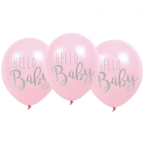 Ballonger - Hello Baby - Rosa - 6 st - www.frokenfraken.se