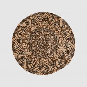 Matta - Boho - Rund - Jute/Svart - Mönstrad - Ø90 cm - www.frokenfraken.se