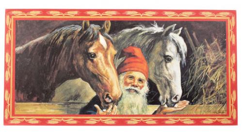 Julbonad - Tomte med två hästar - 60 x 30 cm - www.frokenfraken.se