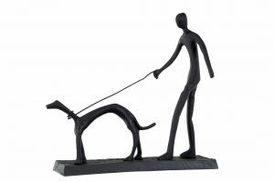 Staty Man och Hund Svart - 34 x 9,5 x 34 cm - www.frokenfraken.se