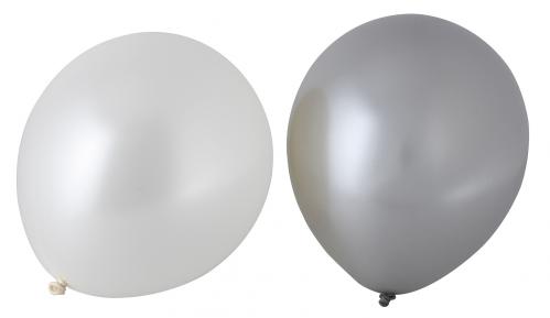 Ballonger 10-pack - Silver/Vit Metallic - 25 cm - www.frokenfraken.se