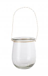 Ljuslykta/Ampel - Hängande glas med mässingstråd - Ø9 x 10 cm - www.frokenfraken.se