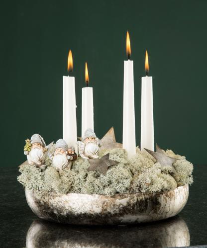 Adventsljusstake Skål - Champagnefärg - Ø27 cm - www.frokenfraken.se