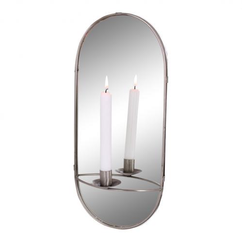 Spegel med ljushllare - Vggljusstake - Antik silver - 45 x 20 cm - www.frokenfraken.se