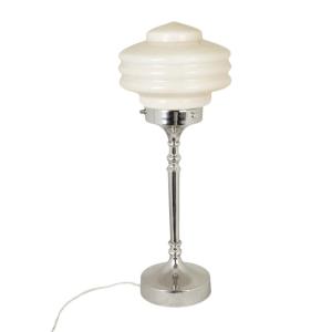 Bordslampa - Valter - Nickel/Opal Beige - Ø20 x 56 cm - www.frokenfraken.se