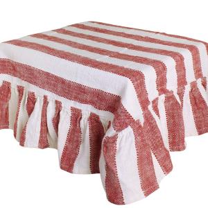 Duk - Ida Rand - Volangkant - Vit/Röd - L150 x B250 cm - www.frokenfraken.se