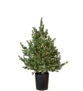 Gran i kruka med belysning - Gröngrå - 90 cm - www.frokenfraken.se