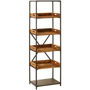 Hylla Metall med 4 träbrickor som hyllplan - Brooklyn - 180 x 55 x 40 cm - www.frokenfraken.se