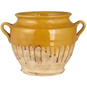Kruka - gul droppglasyr - 28,5 cm - www.frokenfraken.se