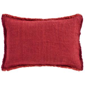 Kuddfodral - rost/bordeaux med fransar - 40 x 60 cm - www.frokenfraken.se