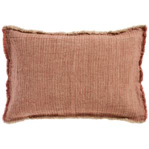 Kuddfodral - rost/rosa med fransar - 40 x 60 cm - www.frokenfraken.se