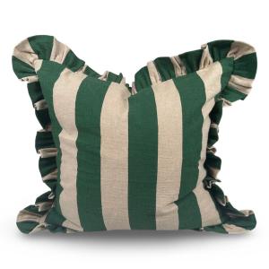 Kuddfodral - Volang - Randig - Grön - 45 x 45 cm - www.frokenfraken.se