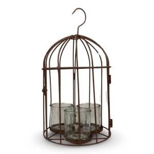 Ljuslykta Fågelbur - Rost - 21 cm - www.frokenfraken.se