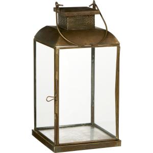 Lykta med hålmönster i toppen - Antik Mässing - 29,5 x 15 cm - www.frokenfraken.se