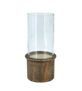 Lykta - Träfot med Cylinderglas - 31 cm - www.frokenfraken.se