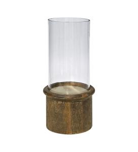Lykta - Träfot med Cylinderglas - 39 cm - www.frokenfraken.se