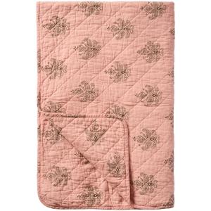 Pläd - rosa med mörkgrått blockmönster - 130 x 180 cm - www.frokenfraken.se
