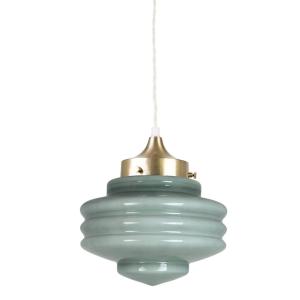Taklampa - Valter - m. Tvinnad Sladd - Mässing/Grön - Ø20 x H25 cm - www.frokenfraken.se
