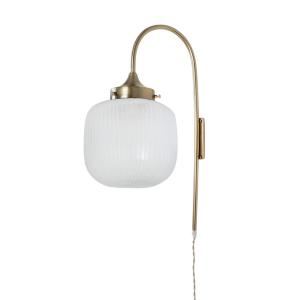 Vägglampa - Rundad - Eli - Liten - Mässing, Vit - Ø22 x L29 x H57 cm - www.frokenfraken.se