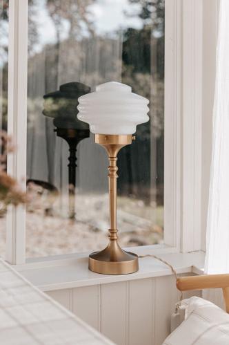 Bordslampa - Valter - Mässing/Vit - Ø20 x H56 cm - www.frokenfraken.se