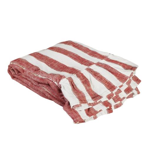 Duk - Ida Rand - Volangkant - Vit/Röd - L150 x B250 cm - www.frokenfraken.se