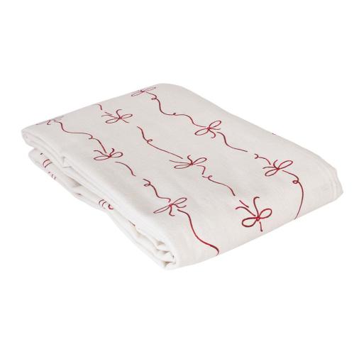Duk - Rosett - Röd/Vit - L140 x B240 cm - www.frokenfraken.se
