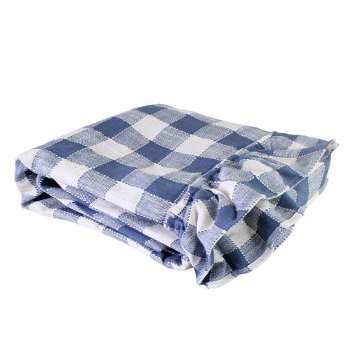 Duk - Rutig med volangkant - Blå/Vit - 150 x 250 cm - www.frokenfraken.se